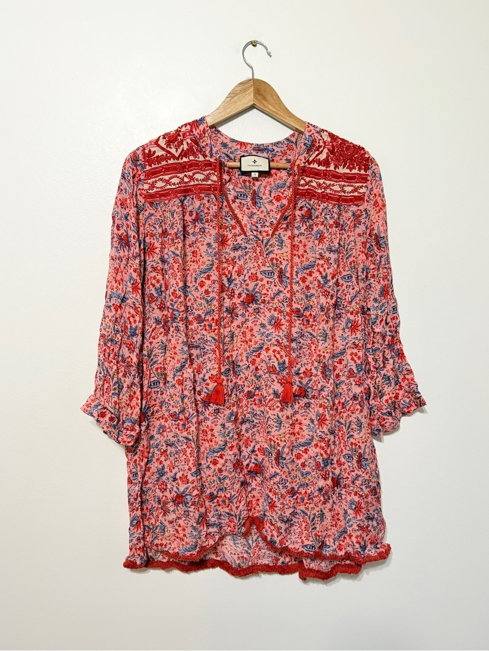 Tuckernuck Floral Mini Dress Coverup Size Small Beach Summer Tunic